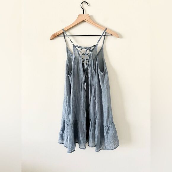 Easel Los Angeles Sheer Tank Tunic in Shimmer Blue Gray - Size S - Picture 4 of 6